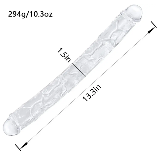 CLEAR DOUBLE ENDED DILDO BY FREAKY ROMANCE