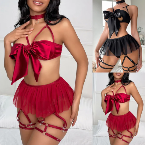 Freaky Romance™ Bow Bra and Skirt Set